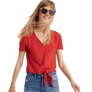 Madewell Texture & Thread V-Neck Tie-Front Top
